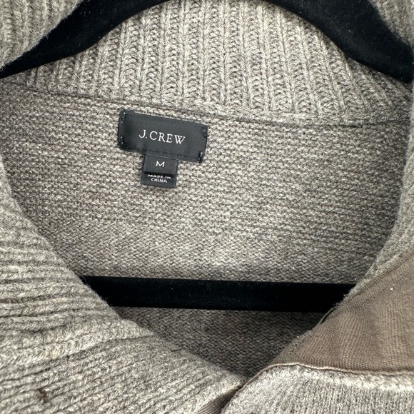 J.Crew 100% Lambs Wool Shawl Collar Sweater Sz.M Grey - Picture 5 of 5